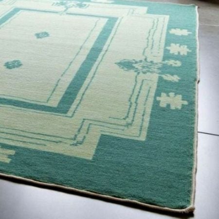 Teal Medallion Wool Rug